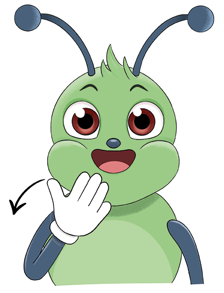 Die Raupe MAXI gebärdet Danke!